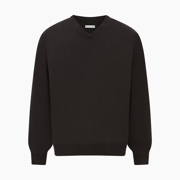 Dark Brown Cashmere V-Neck Jumper Image 4