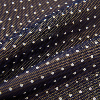 White and Brown Micro Dot Silk Cravat Image 3