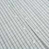 View 7 of product The Turnbull & Asser Forest Green Multi Check Westminster Shirt is a tailored, long-sleeved, button-up shirt with a collar and a white base featuring light blue and green plaid, displayed flat on a white background.