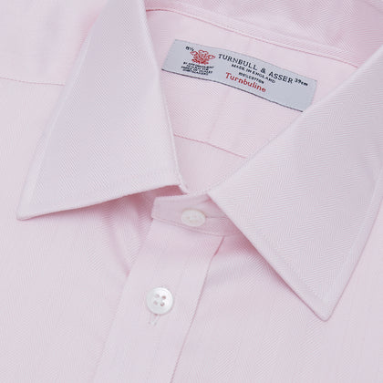 Pink Herringbone Superfine Cotton Shirt with T&A Collar and Double Cuffs Image 4