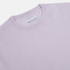 View 9 of product The Turnbull & Asser Lilac Cashmere Round Neck Jumper for men features long sleeves with ribbed cuffs and hem, offering a stylish, refined look. Shown against a white background.