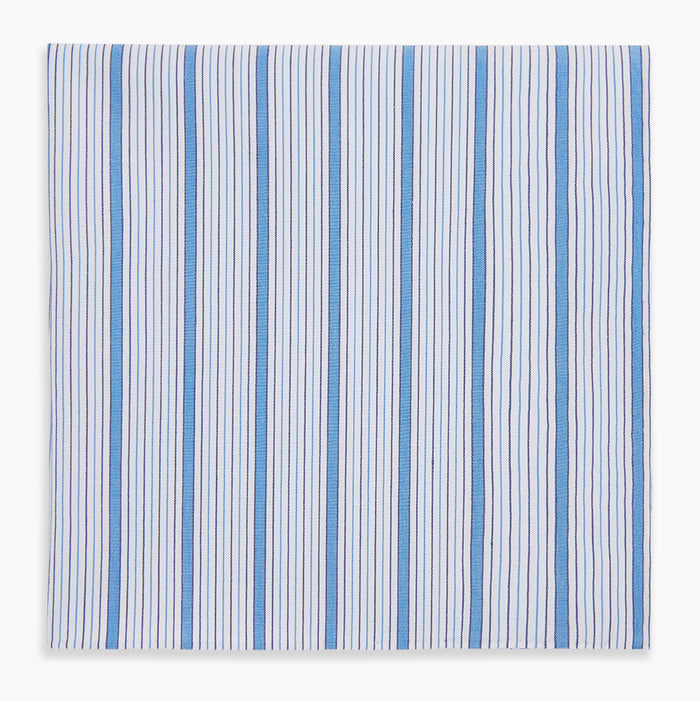 Hand Rolled Blue Multi Track Stripe Handkerchief Image 3