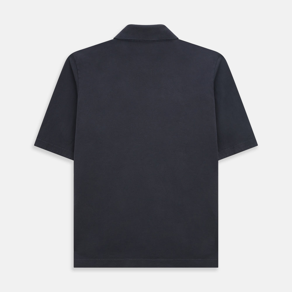 The Turnbull & Asser Charcoal Polo Shirt is a short-sleeve, soft cotton jersey top with a collar, three-button placket, and a left chest pocket, shown on a plain white background.
