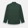 View 3 of product The Forest Green Linen Westminster Shirt by Turnbull & Asser features long sleeves, a Turnbull collar, and a button-up design, shown laid flat on a white background.