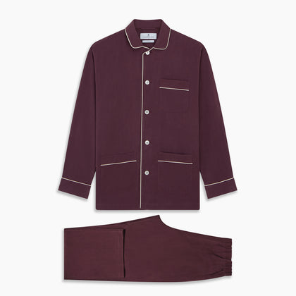 Plain Plum Silk Modern Pyjama Set Image 6