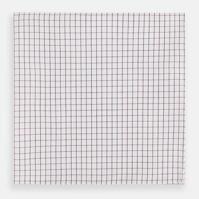 Hand Rolled Purple Graph Check Handkerchief