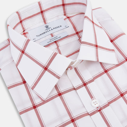 Dark Red Grid Check Mayfair Shirt