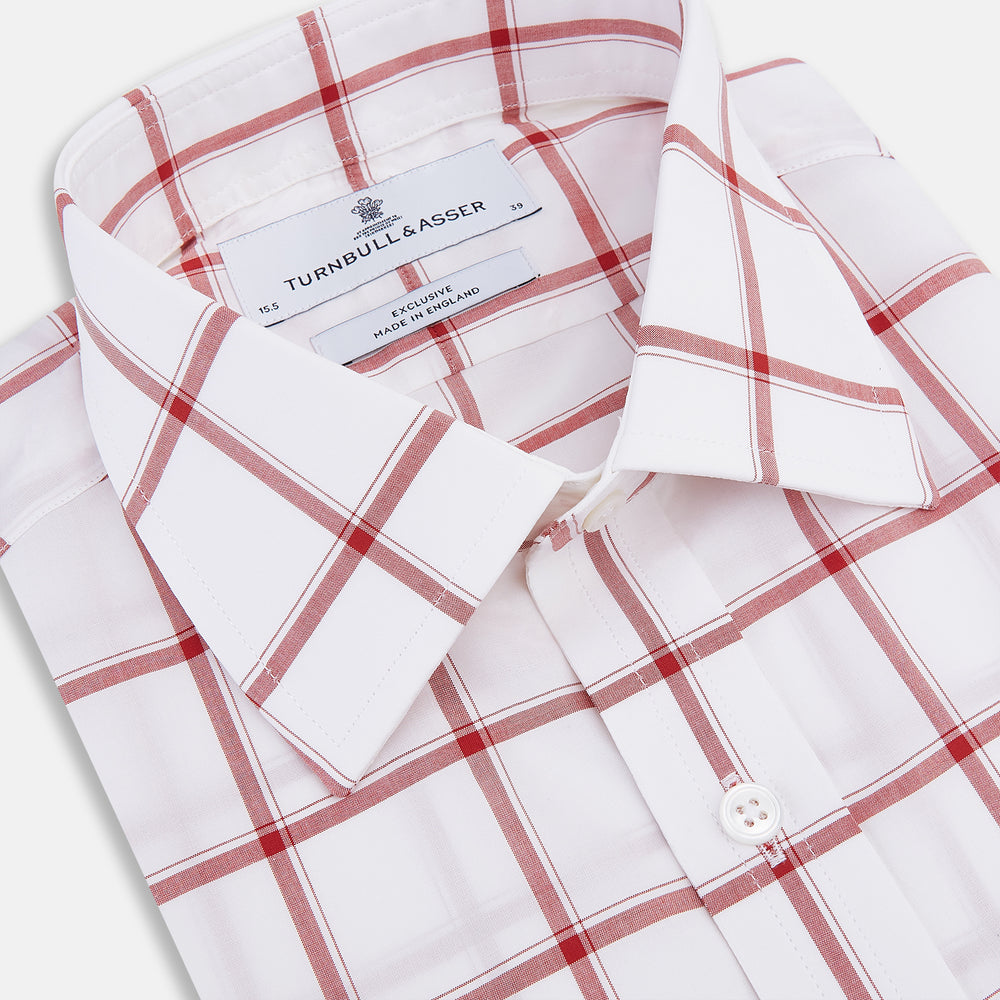 Dark Red Grid Check Mayfair Shirt
