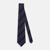 Purple And Navy Block Stripe Silk Blend Tie