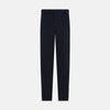 View 9 of product Turnbull & Asser’s Midnight Blue Winston Trousers, in high-twist cotton with belt loops and a button closure, are shown flat against a plain white background.