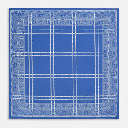 Avio Blue Paisley Bandana Patterned Silk Pocket Square Image 8