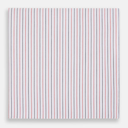 Hand Rolled Red and Navy Pinstripe Handkerchief