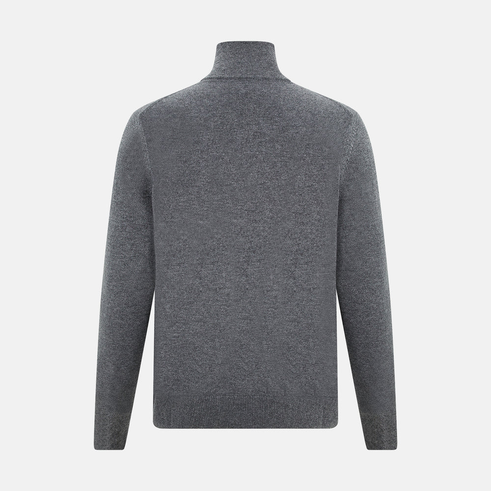 Slate Grey Melange Half-Zip Cashmere Jumper