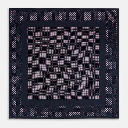 Navy and Pink Dot Silk Pocket Square Image 3