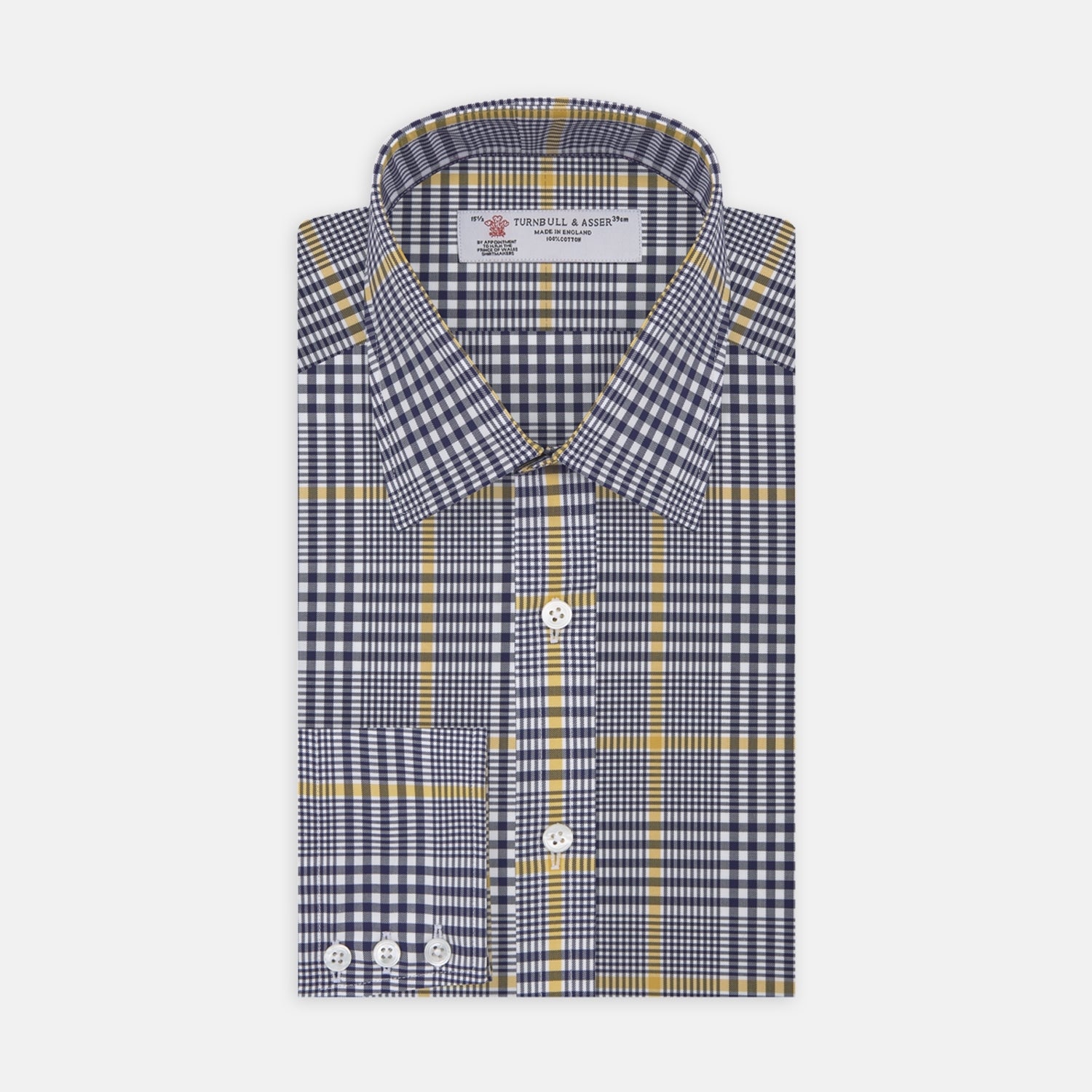 Image 2 of product Navy and Yellow Prince of Wales Wide Check Cotton Fabric