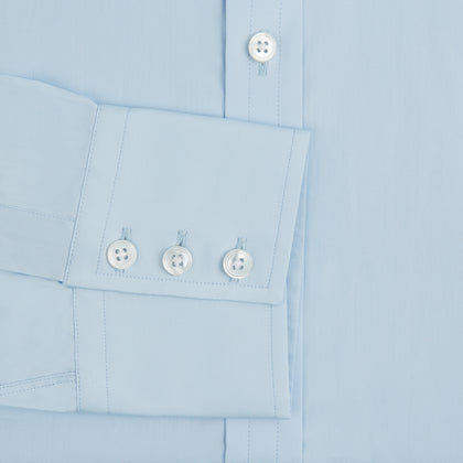 Light Blue Sea Island Quality Cotton Shirt with T&A Collar and 3-Button Cuffs Image 2