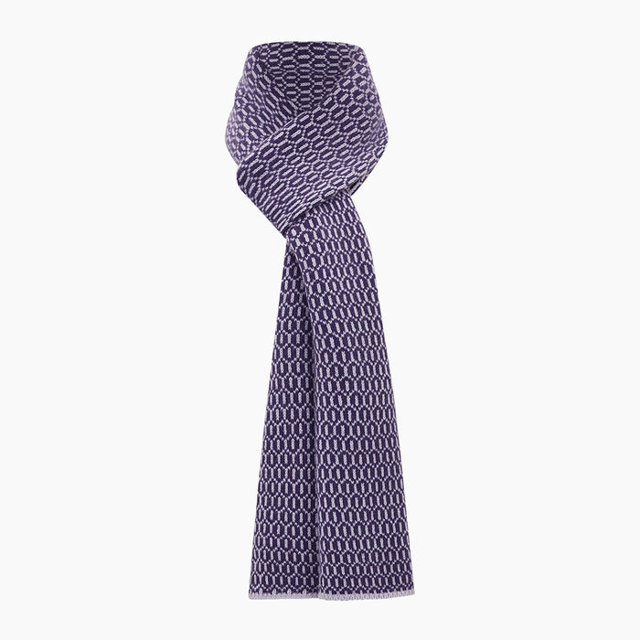 Purple and Lilac Hexagon Cashmere Knitted Scarf Image 3