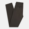 View 6 of product A pair of moss green Henry B trousers by Turnbull & Asser, crafted from Italian cotton with a straight-leg cut, belt loops, and a flat front, displayed against a plain white background.