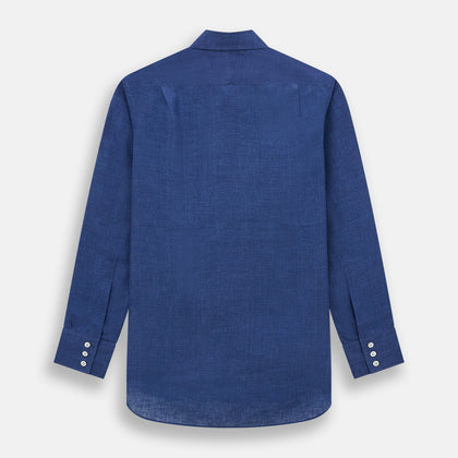 Navy Linen Mayfair Shirt Image 2