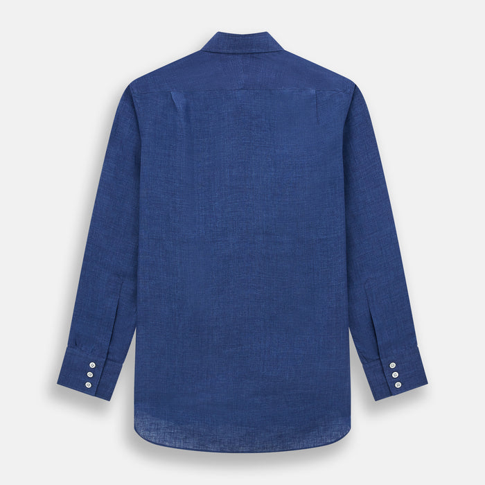 Navy Linen Mayfair Shirt Image 2