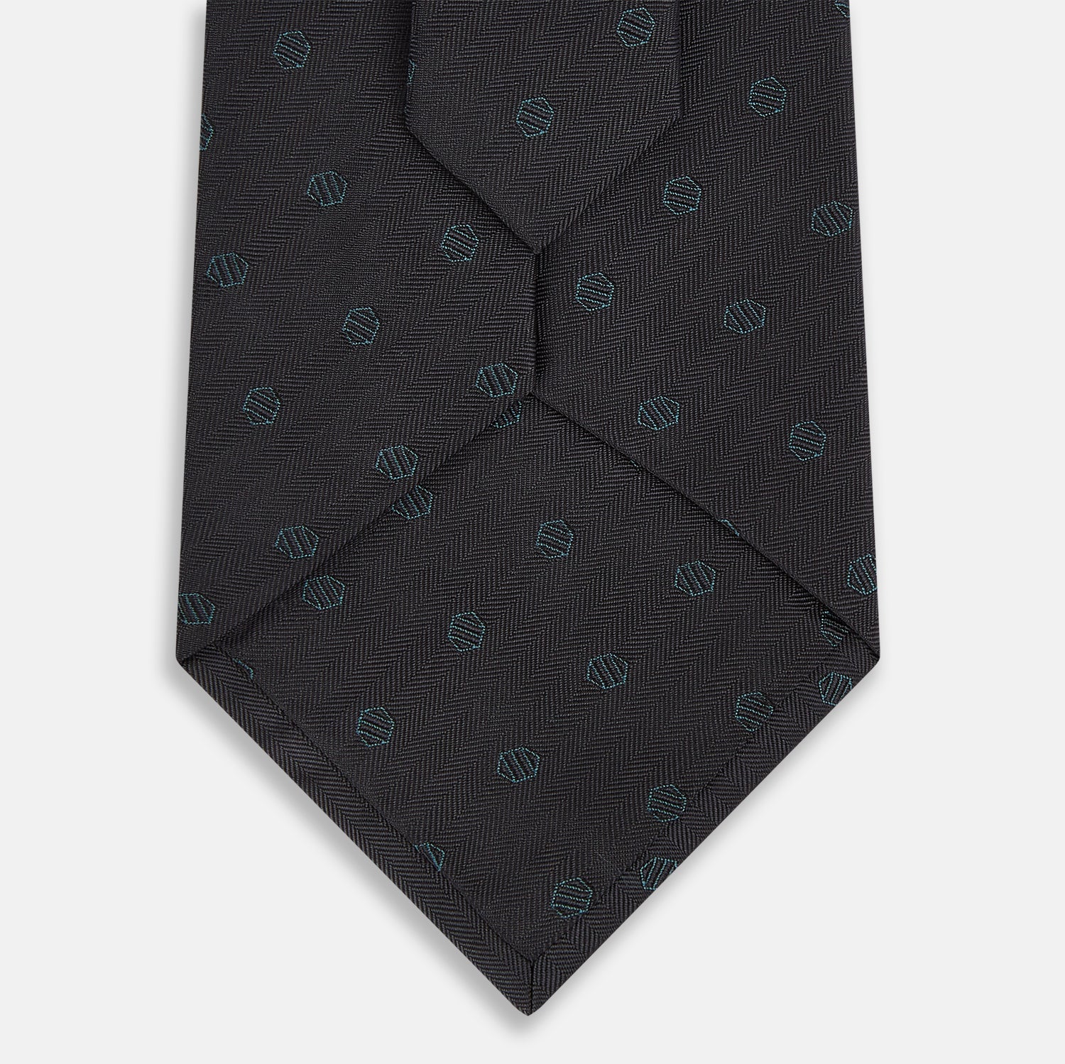 Teal  and Navy Circle Silk Tie