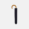 View 2 of product The Turnbull & Asser Navy Telescopic Umbrella with Whangee Crook Handle, featuring a silver shaft, is a refined men's accessory, shown open against a plain white background.