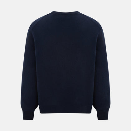 Navy Cashmere V-neck Jumper Image 2