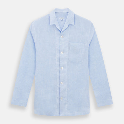 Pale Blue Linen Pyjama Shirt