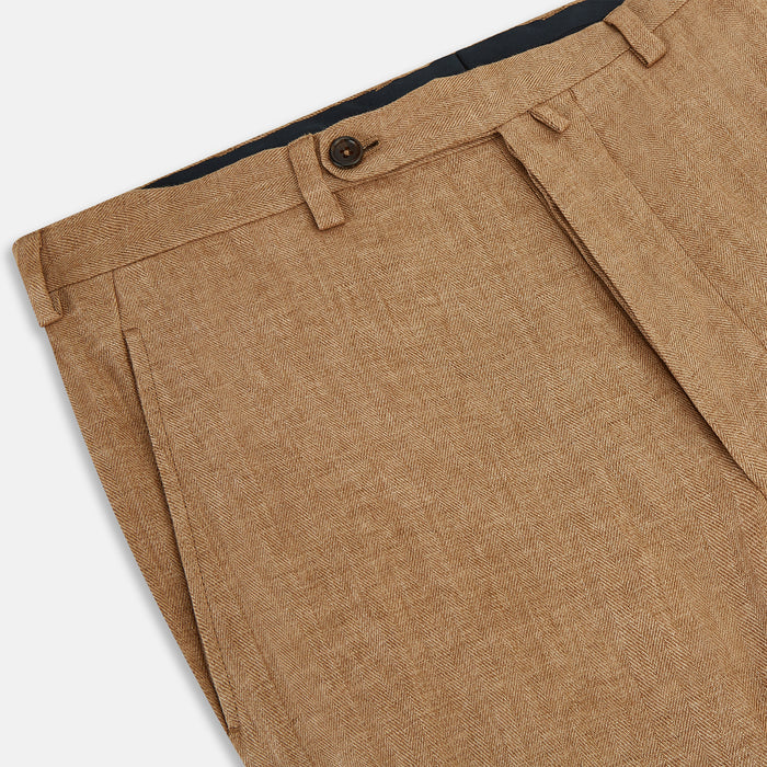 Camel Striped Linen Edmund trousers Image 1