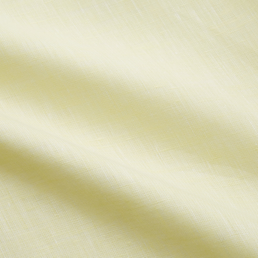 The Turnbull & Asser Yellow Linen Regular Fit Mayfair Shirt is a long-sleeve button-up with a collar and buttoned cuffs, shown laid flat on a white background.