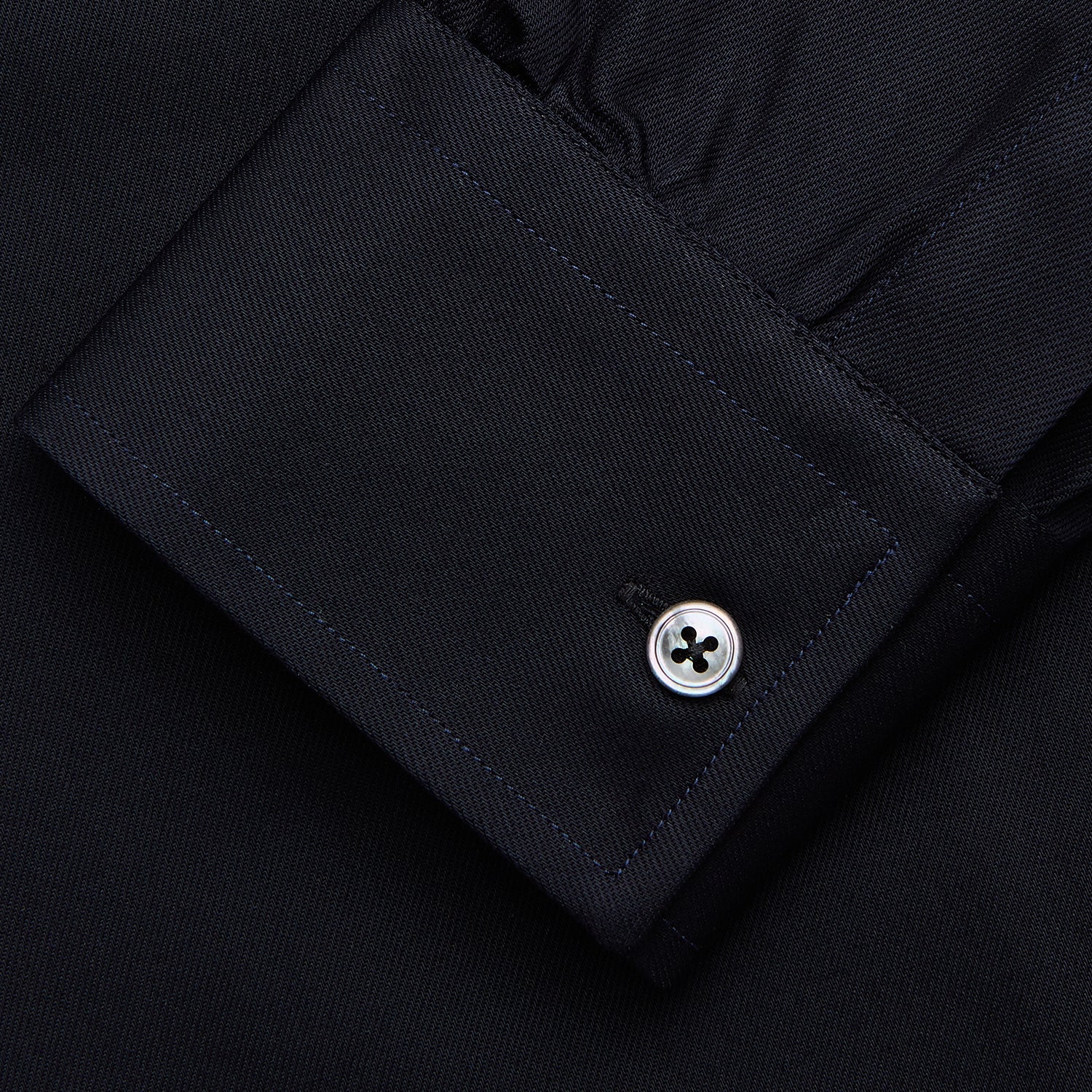 View 4 of product The Turnbull & Asser Navy Weekend Fit Hayne Shirt features a Dorset collar, white buttons, and 1-button cuffs—an ideal upgrade for your Weekend Fit collection.