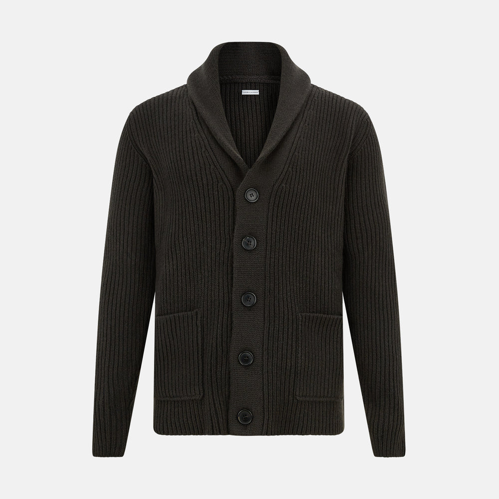 Dark Brown Cashmere Shawl Collar Cardigan – Turnbull Asser