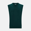 Moss Green Cashmere V-Neck Vest