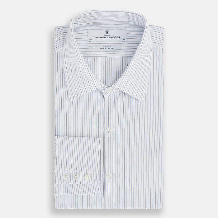 Pale Blue and Navy Pinstripe Westminster Shirt Image 4