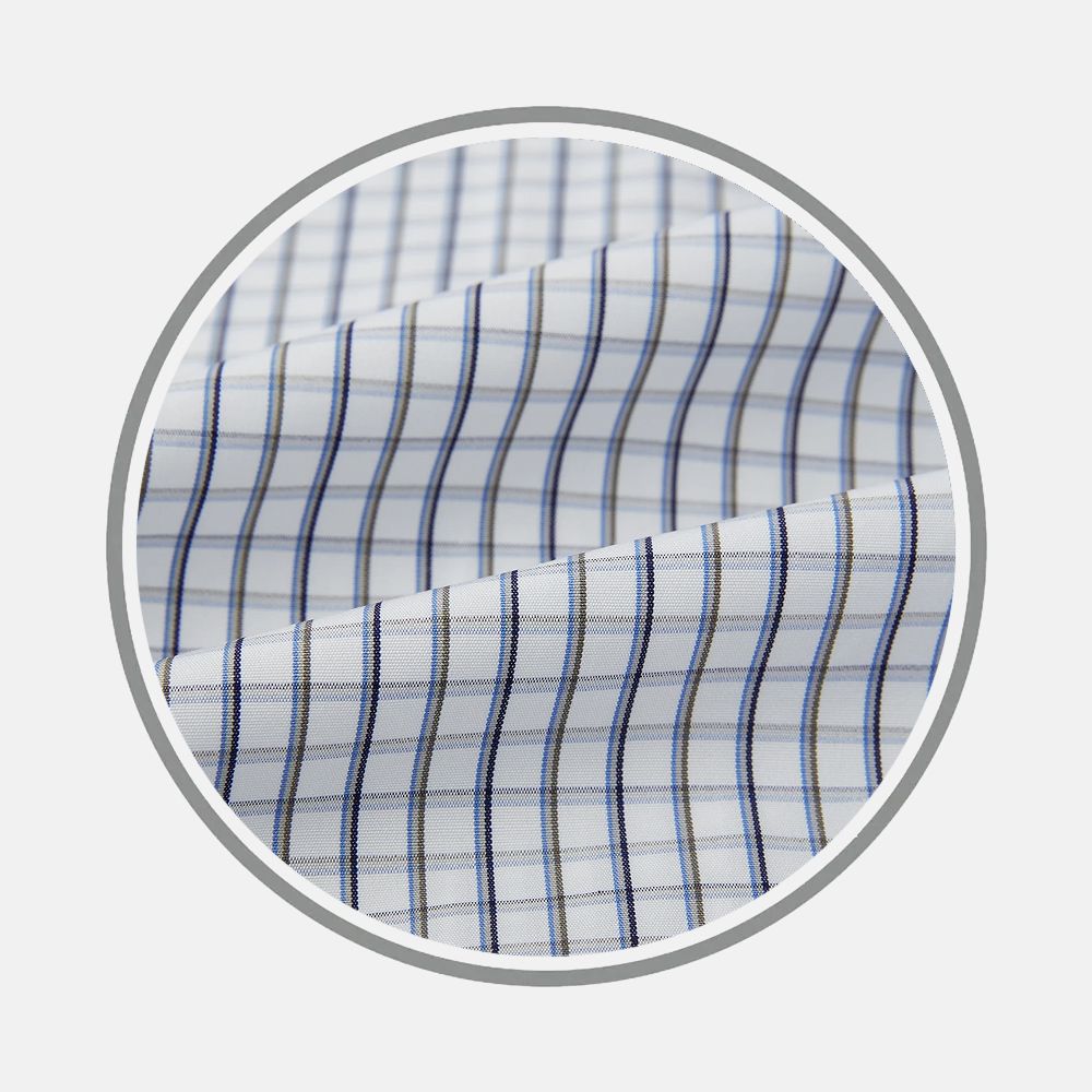 Blue And Coffee Tattersall Fabric