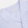 View 2 of product The Turnbull & Asser Pale Blue Hairline Stripe Pyjama Shirt features long sleeves and a single chest pocket, offering an elegant sleepwear style—shown on a plain white background.