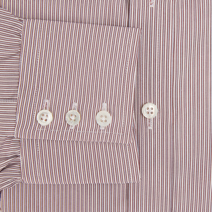Red and Pink Ticking Stripe Mayfair Shirt Image 3