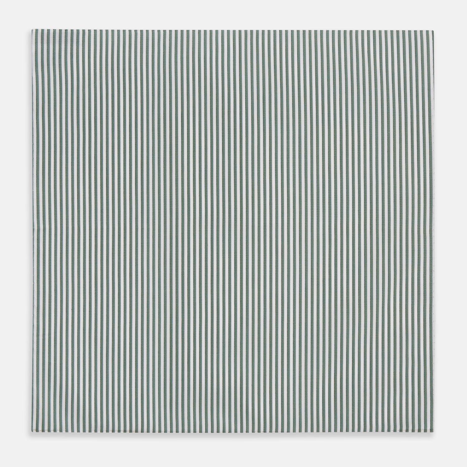 Image 3 of product The Turnbull & Asser Melon Green Halo Stripe Hand-Rolled Handkerchief is a rectangular white cloth with evenly spaced vertical melon green stripes and hand-rolled edges, shown flat on a white background.