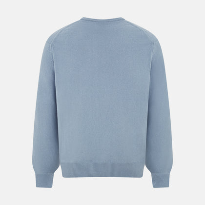 Frost Blue Cashmere V-Neck Jumper Image 2
