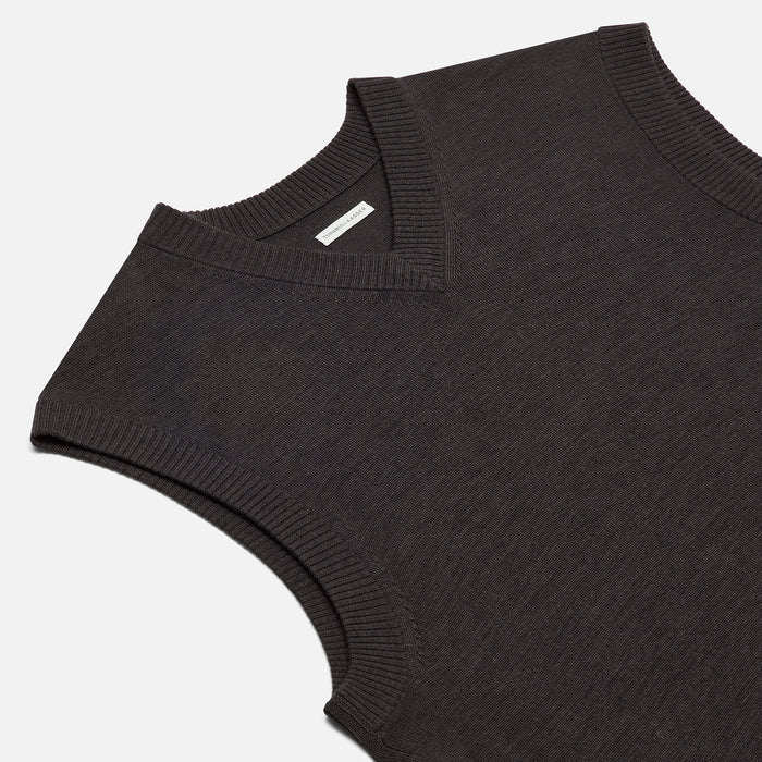 Brown Fine Merino V-Neck Vest Image 1
