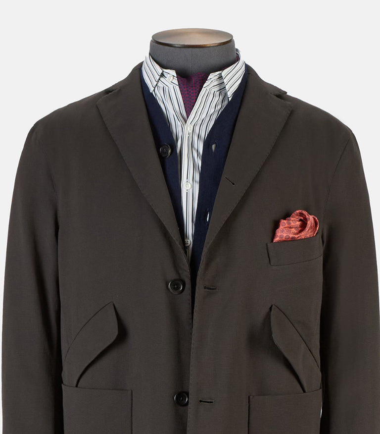 Turnbull & Asser | Mannequin wearing Riviera Dark Chocolate Blazer in Cotton