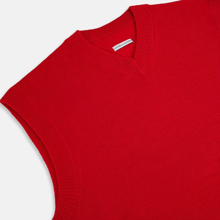 Red Fine Merino V-Neck Vest Image 1