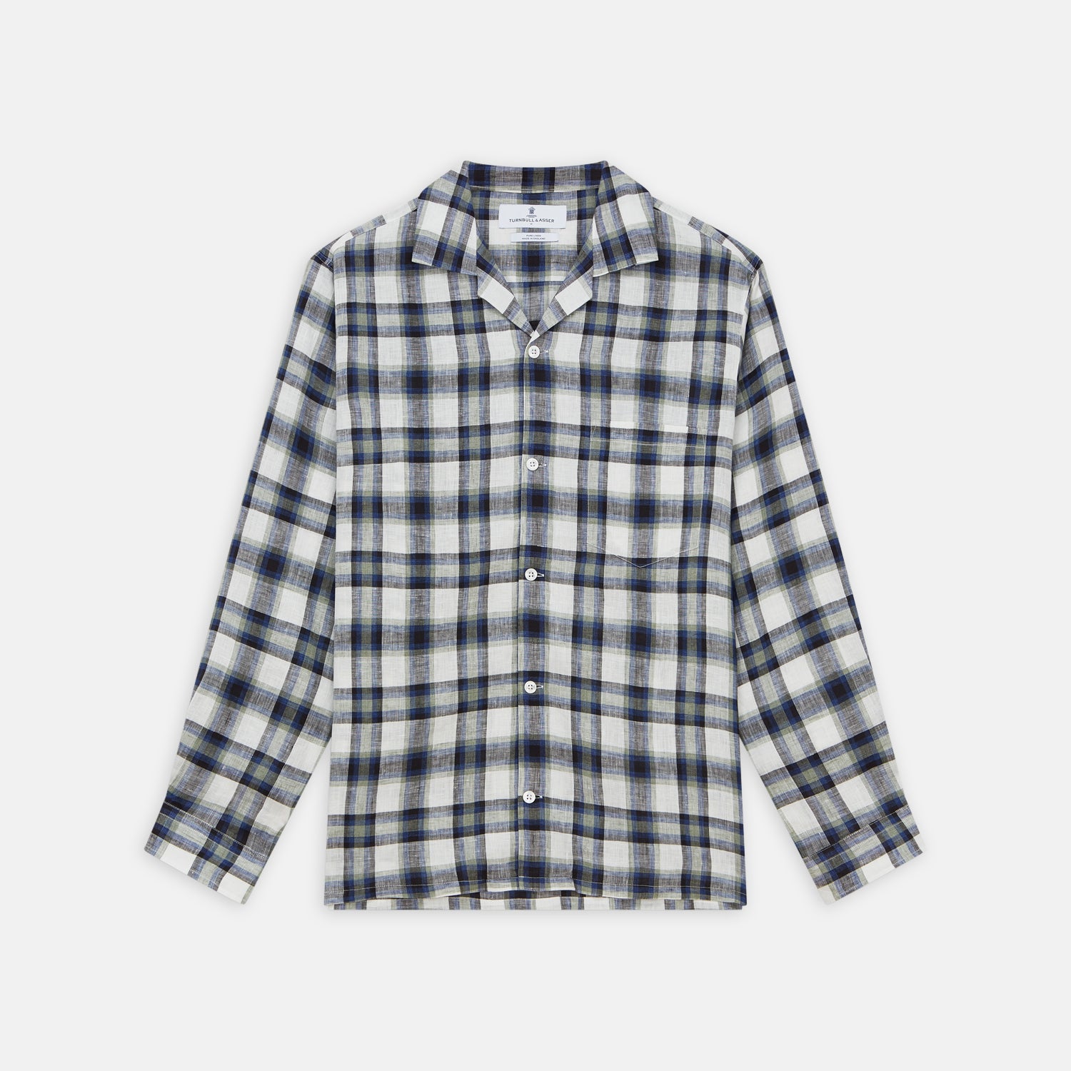 Green Multi Check Linen Holiday Fit Winnington Shirt