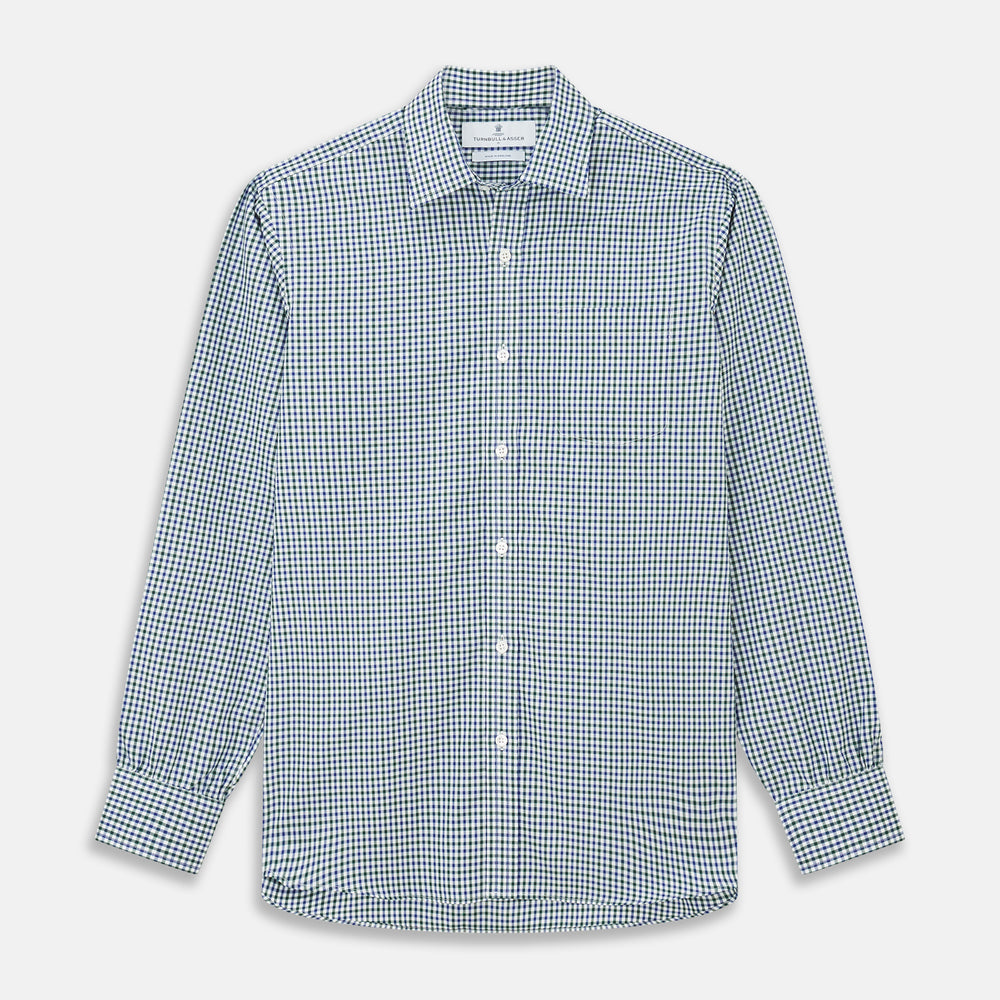 Green and Blue Cotton Multi Check Weekend Fit Finch Shirt