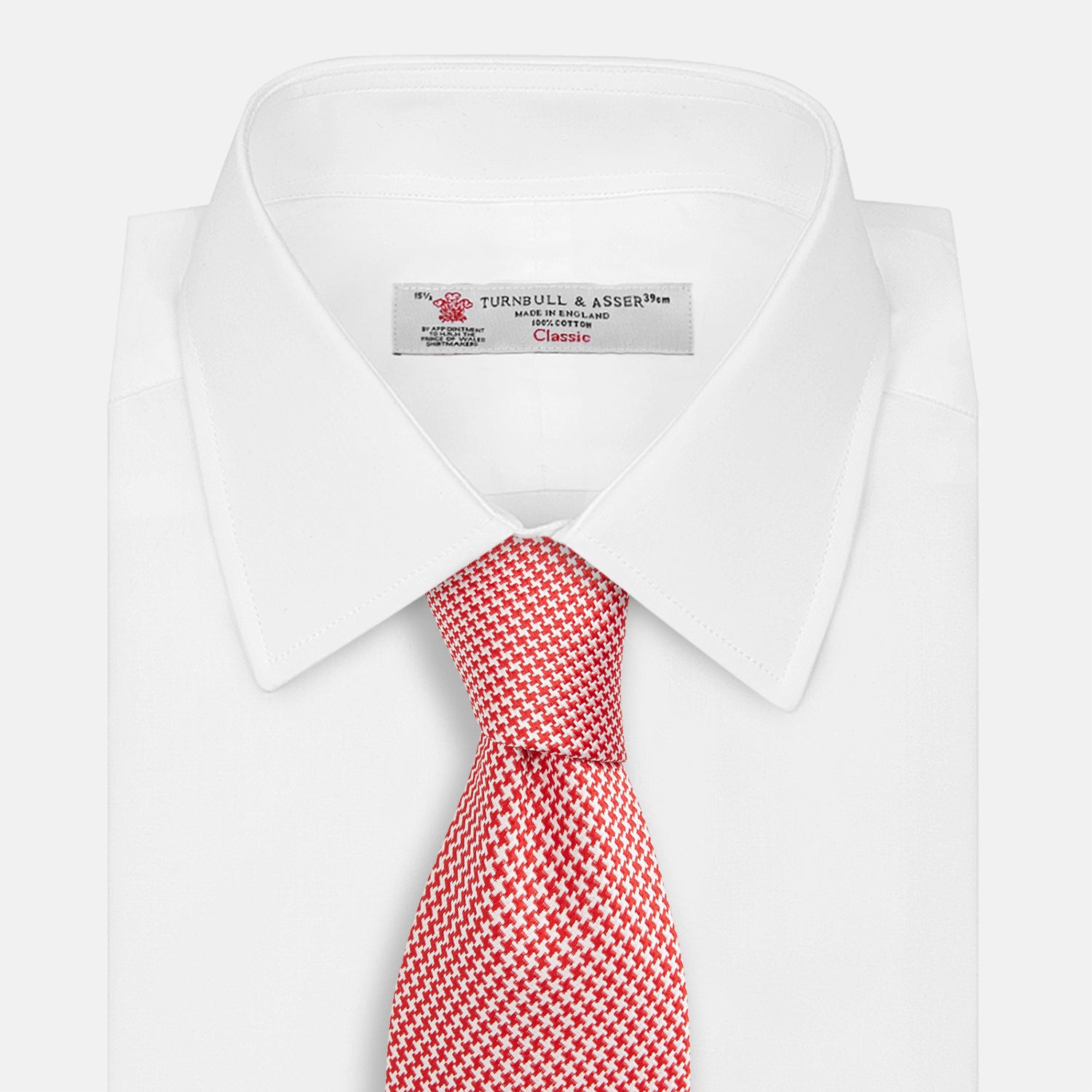 Red and White patterned silk tie