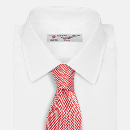 Red and White patterned silk tie
