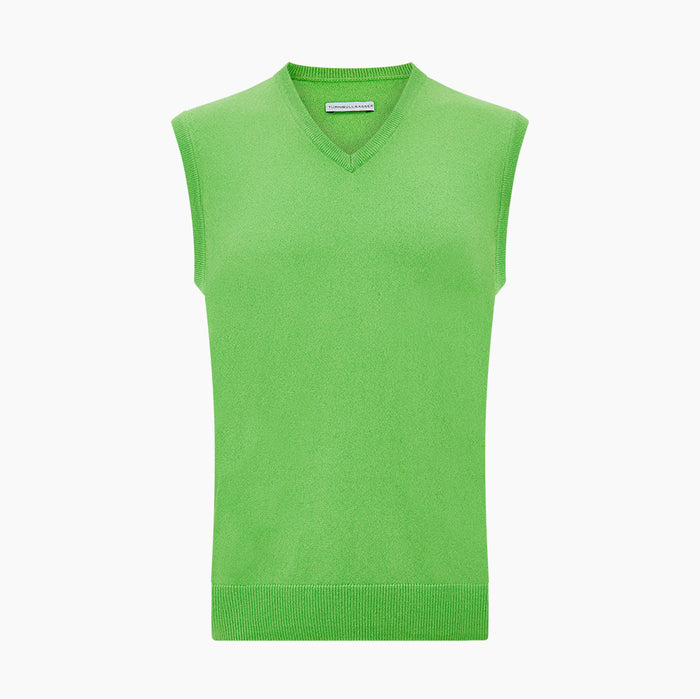 Bright Green V-neck Cashmere Vest Image 3