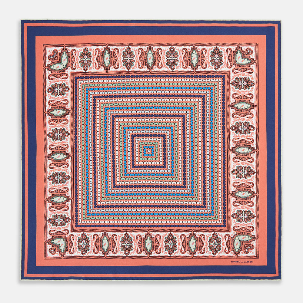 Orange Dots and Paisley Silk Pocket Square