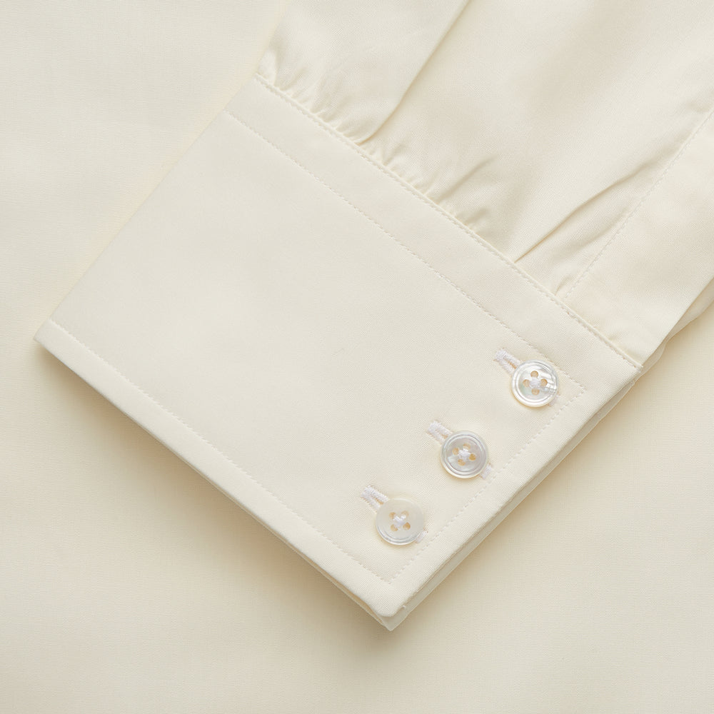 The Turnbull & Asser Tailored Fit Cream Cotton Shirt features a Kent collar and 3-button cuffs, shown against a plain white background.