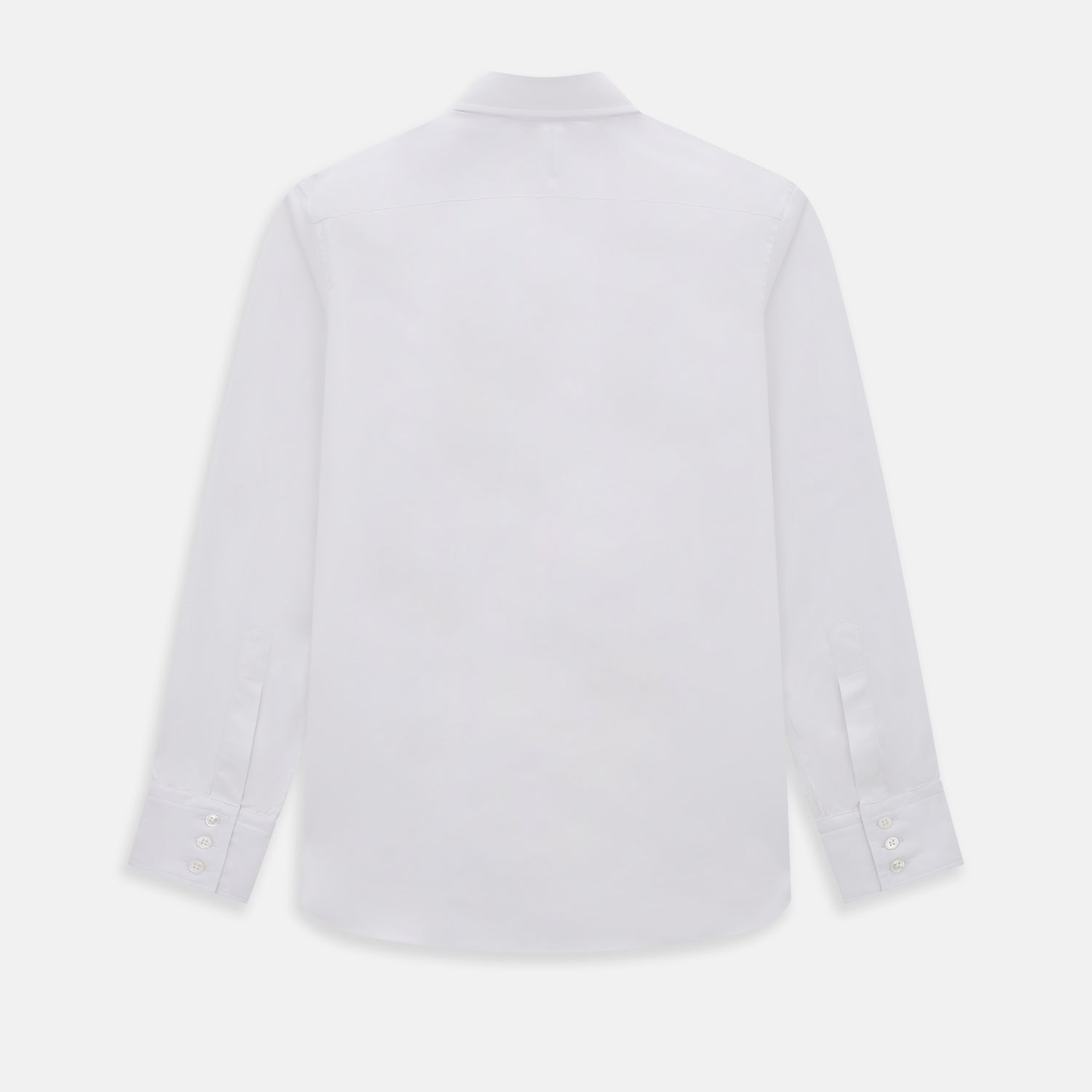 View 3 of product The Turnbull & Asser White Westminster Shirt is a long-sleeve, button-up dress shirt with a classic cut and Westminster collar, shown on a white background.